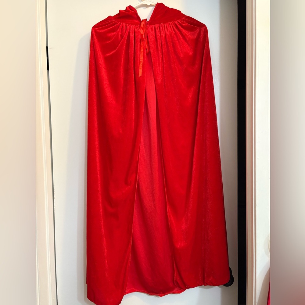 Red Velour hooded cape